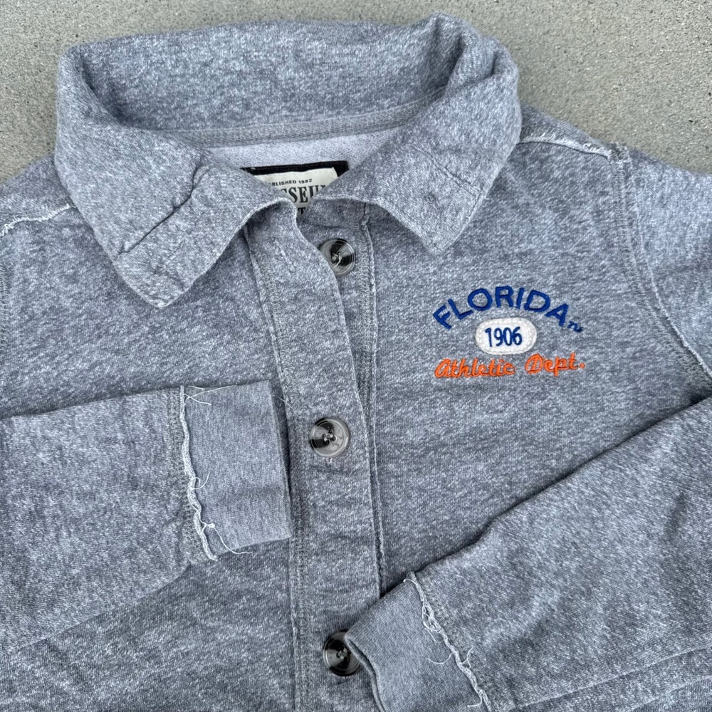 Colosseum Athletics Florida Gators Button Front Sweatshirt Gray Mens Small NCAA